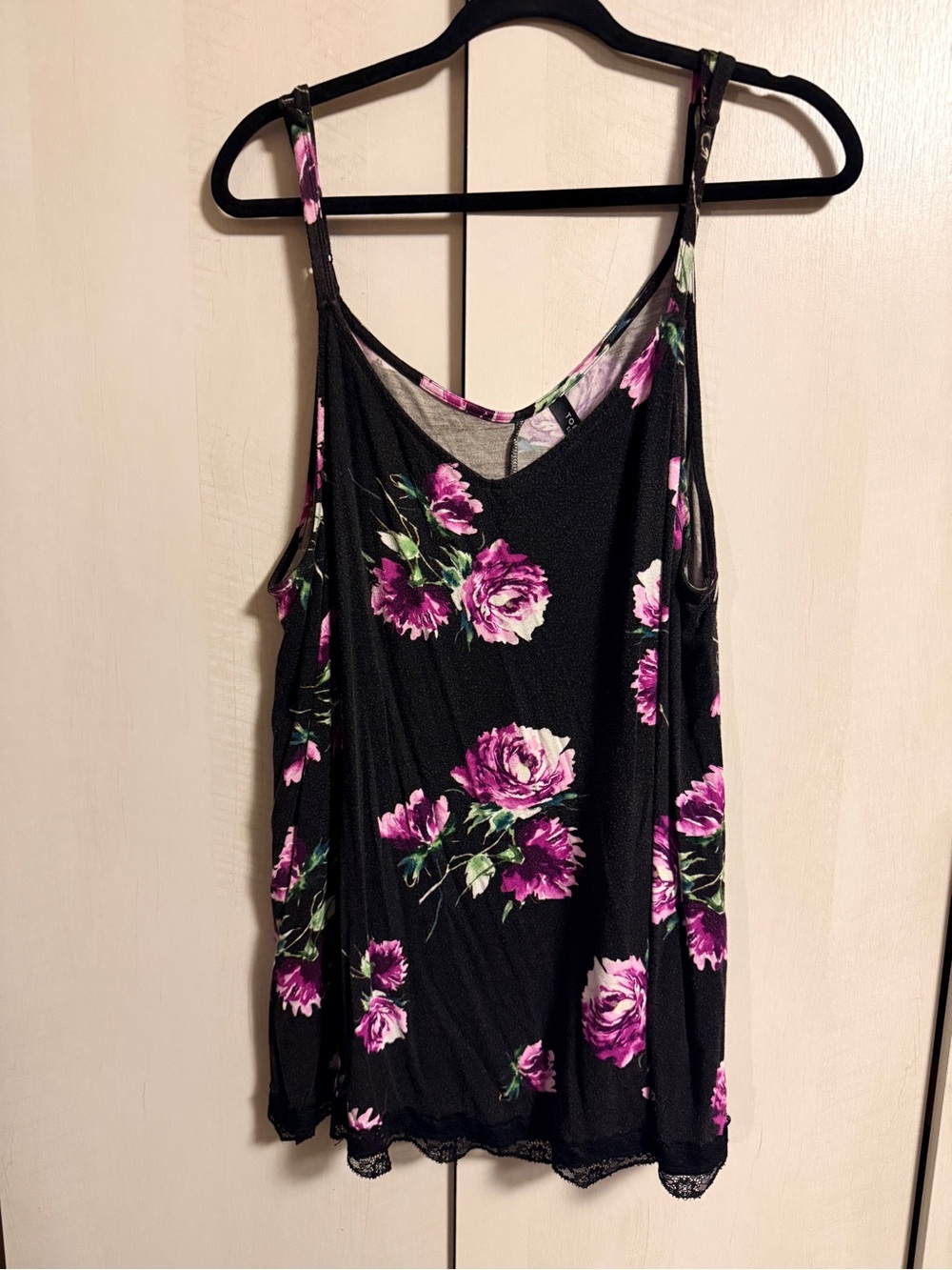 torrid Black Floral Lace-Trim Tank Top